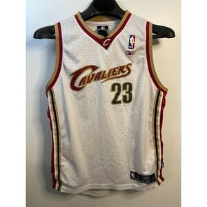 Vintage White NBA Reebok Lebron James Cleveland Cavaliers Jersey Size XL